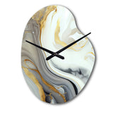 White And Gold Marble Abstract III - Asymmetric Metal Wall Clock