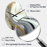 White And Gold Marble Abstract III - Asymmetric Metal Wall Clock