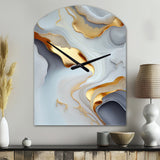 White And Gold Marble Abstract IV - Asymmetric Metal Wall Clock