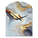 White And Gold Marble Abstract IV - Asymmetric Metal Wall Clock