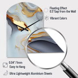 White And Gold Marble Abstract IV - Asymmetric Metal Wall Clock