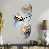 White And Gold Marble Abstract IV - Asymmetric Metal Wall Clock
