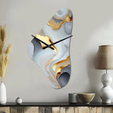 White And Gold Marble Abstract IV - Asymmetric Metal Wall Clock
