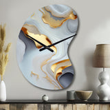 White And Gold Marble Abstract IV - Asymmetric Metal Wall Clock