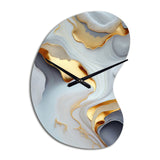 White And Gold Marble Abstract IV - Asymmetric Metal Wall Clock