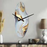 White And Gold Marble Abstract IV - Asymmetric Metal Wall Clock
