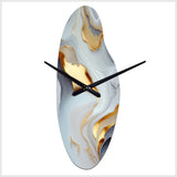 White And Gold Marble Abstract IV - Asymmetric Metal Wall Clock