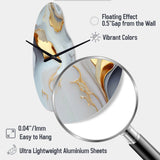 White And Gold Marble Abstract IV - Asymmetric Metal Wall Clock