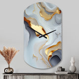 White And Gold Marble Abstract IV - Asymmetric Metal Wall Clock