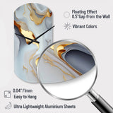 White And Gold Marble Abstract IV - Asymmetric Metal Wall Clock