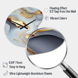 White And Gold Marble Abstract IV - Asymmetric Metal Wall Clock