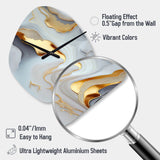 White And Gold Marble Abstract IV - Asymmetric Metal Wall Clock