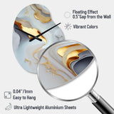 White And Gold Marble Abstract IV - Asymmetric Metal Wall Clock