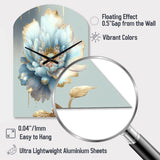 Chic Blue Blooming Flower IV - Asymmetric Metal Wall Clock