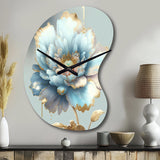 Chic Blue Blooming Flower IV - Asymmetric Metal Wall Clock