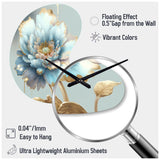 Chic Blue Blooming Flower IV - Asymmetric Metal Wall Clock
