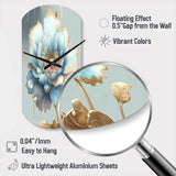 Chic Blue Blooming Flower IV - Asymmetric Metal Wall Clock