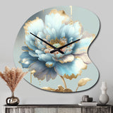 Chic Blue Blooming Flower IV - Asymmetric Metal Wall Clock