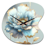 Chic Blue Blooming Flower IV - Asymmetric Metal Wall Clock