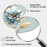 Chic Blue Blooming Flower IV - Asymmetric Metal Wall Clock