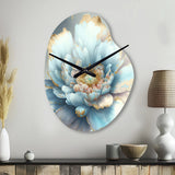 Chic Blue Blooming Flower IV - Asymmetric Metal Wall Clock