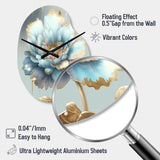 Chic Blue Blooming Flower IV - Asymmetric Metal Wall Clock