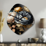 Blue Blooming Bouquet III - Asymmetric Metal Wall Clock