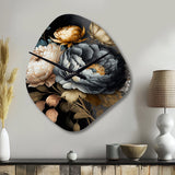Blue Blooming Bouquet III - Asymmetric Metal Wall Clock