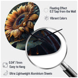 Realistic Sunflower - Asymmetric Metal Wall Clock