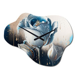 Light Blue And White Cally Lillies II - Asymmetric Metal Wall Clock