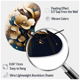 Deep Blue Calla Lily Bouquet VI - Asymmetric Metal Wall Clock