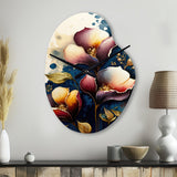 Blue And Burgundy Cally Lily Bouquet III - Asymmetric Metal Wall Clock