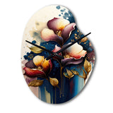 Blue And Burgundy Cally Lily Bouquet III - Asymmetric Metal Wall Clock