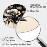 Black And Gold Camellia Bouquet II - Asymmetric Metal Wall Clock