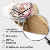 Pink And Gold Camellia Flower I - Asymmetric Metal Wall Clock