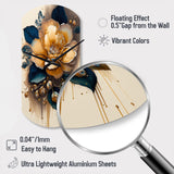 Yellow And Dark Blue Camellia Flower I - Asymmetric Metal Wall Clock