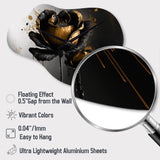 Black And Gold Crocus Floral Design II - Asymmetric Metal Wall Clock