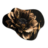Black And Gold Dahlia - Asymmetric Metal Wall Clock