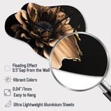Black And Gold Dahlia - Asymmetric Metal Wall Clock