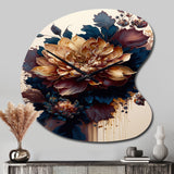 Burgundy And Blue Dahlia Bunch II - Asymmetric Metal Wall Clock