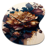 Burgundy And Blue Dahlia Bunch II - Asymmetric Metal Wall Clock