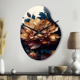 Burgundy And Blue Dahlia Bunch II - Asymmetric Metal Wall Clock