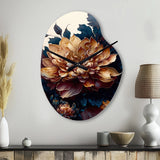 Burgundy And Blue Dahlia Bunch II - Asymmetric Metal Wall Clock