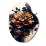 Burgundy And Blue Dahlia Bunch II - Asymmetric Metal Wall Clock