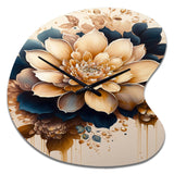 Light Orange And Dark Blue Dhalia III - Asymmetric Metal Wall Clock