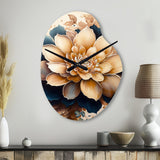 Light Orange And Dark Blue Dhalia III - Asymmetric Metal Wall Clock