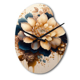 Light Orange And Dark Blue Dhalia III - Asymmetric Metal Wall Clock