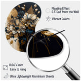 Blue And Gold Daisy Bunch II - Asymmetric Metal Wall Clock