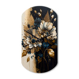 Blue And Gold Daisy Bunch II - Asymmetric Metal Wall Clock