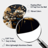 Blue And Gold Daisy Bunch II - Asymmetric Metal Wall Clock